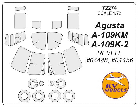 KV Models KV72274 1:72 Agusta A-109K-2/A-109KMwheels & canopy frame paint masks