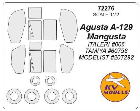 KV Models KV72276 1:72 Agusta A-129 Mangusta wheels and canopy frame paint masks