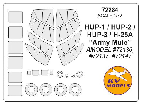 KV Models KV72284 1:72 Piasecki HUP / H-25A wheels and canopy frame paint masks