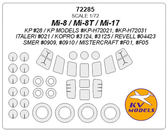 KV Models KV72285 1:72 Mil Mi-8 / Mi-17 wheels and canopy frame paint masks