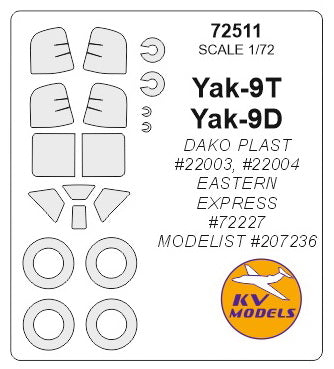 KV Models KV72511 1:72 Yakovlev Yak-7 wheels and canopy frame paint masks