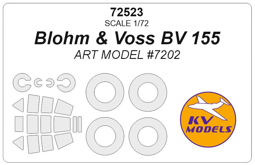 KV Models KV72523 1:72 Blohm_und_Voss Bv-155 wheels and canopy frame paint masks