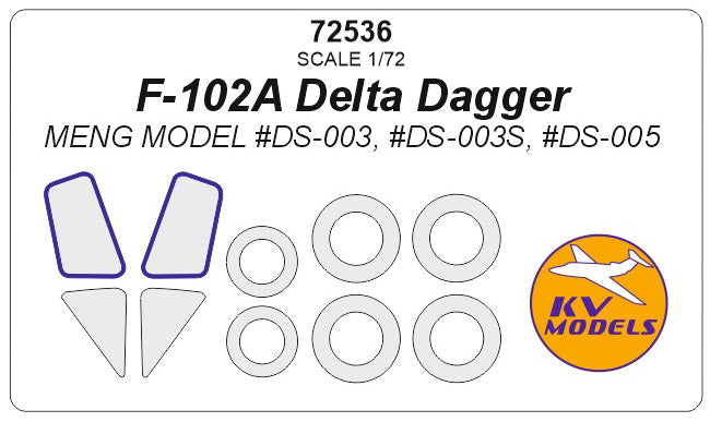 KV Models KV72536 Convair F-102A Delta Dagger Canopy & Wheel Masks 1:72