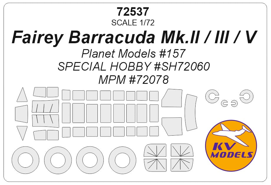 KV Models KV72537 1:72 Fairey Barracuda wheels and canopy frame paint masks