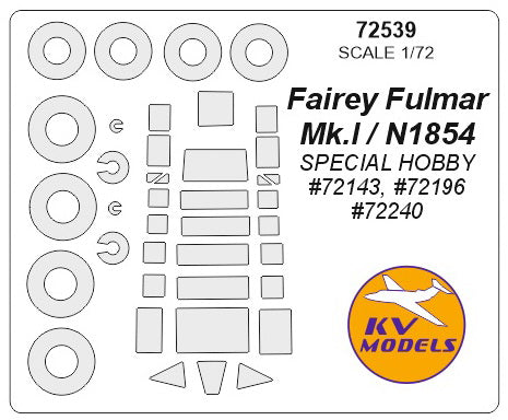 KV Models KV72539 1:72 Fairey Fulmar wheels and canopy frame paint masks