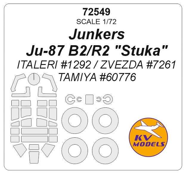 KV Models KV72549 1:72 Junkers Ju-87B2/R2 "Stuka" wheels & canopy masks