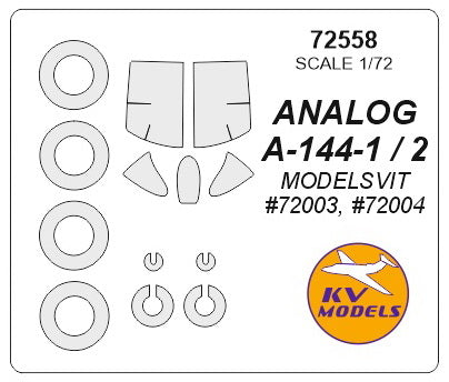 KV Models KV72558 1:72 Mikoyan ANALOG ?-144-1 wheels & canopy frame paint masks