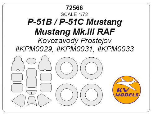 KV Models KV72566 North-American P-51 Mustang Canopy & Wheel Masks 1:72