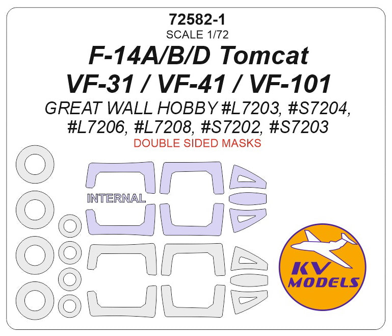 KV Models KV72582-1 1:72 Grumman F-14A/F-14B/F-14D Tomcat/VF-31/VF-41/VF-101