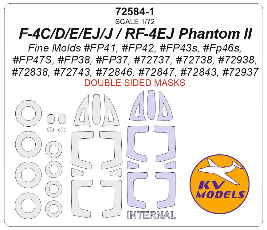 KV Models KV72584-1 F-4E Phantom Canopy & Wheel Masks In/Out 1:72