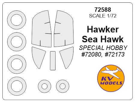 KV Models KV72588 1:72 Hawker Sea Hawk wheels and canopy frame paint masks