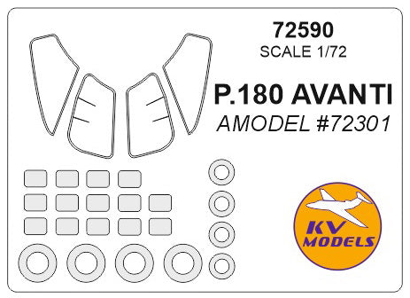 KV Models KV72590 1:72 Piaggio P.180 Avanti wheels and canopy frame paint masks