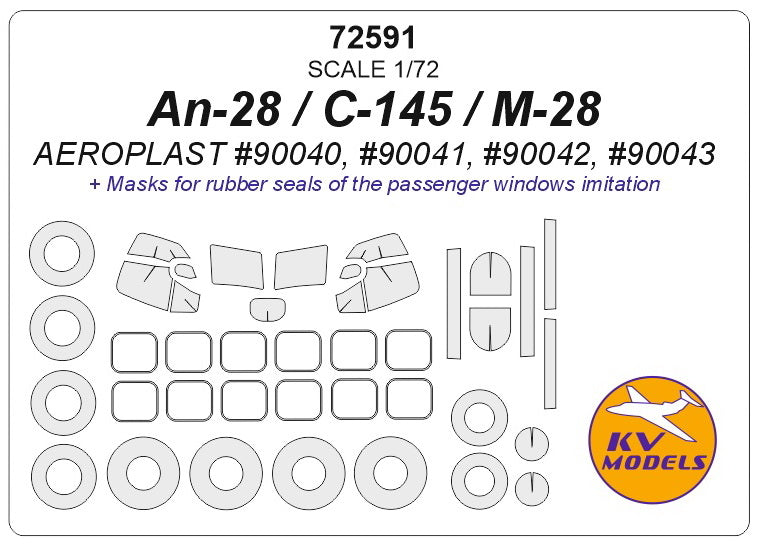 KV Models KV72591 1:72 Antonov An-28, C-145, M-28 wheels & canopy masks