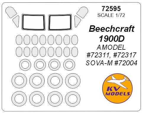 KV Models KV72595 1:72 Beechcraft 1900D wheels and canopy frame paint masks