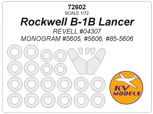 KV Models KV72602 1:72 Rockwell B-1B Lancer wheels and canopy frame paint masks