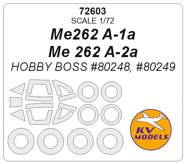 KV Models KV72603 Me-262A-1a / Me-262A-2a Canopy & Wheel Masks 1:72