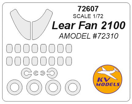 KV Models KV72607 1:72 Lear Fan 2100 wheels and canopy frame paint masks