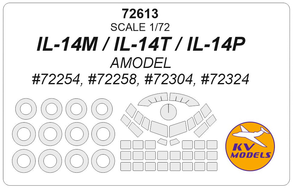KV Models KV72613 1:72 Ilyushin IL-14 wheels and canopy frame paint masks