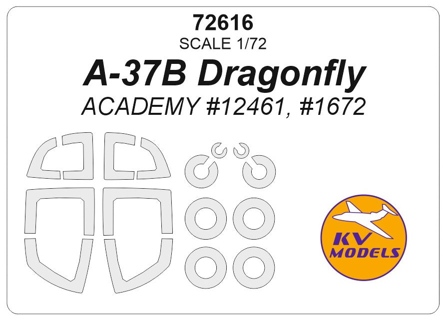 KV Models KV72616 1:72 Cessna A-37B Dragonfly wheels & canopy frame paint masks