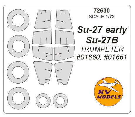 KV Models KV72630 1:72 Sukhoi Su-27 wheels and canopy frame paint masks