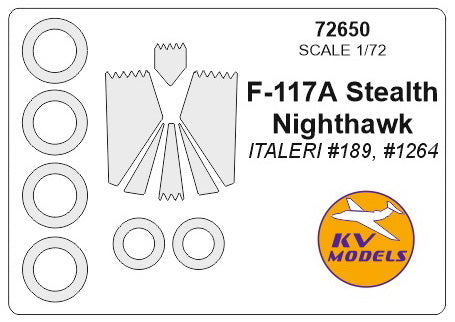 KV Models KV72650 F-117A Stealth / Nighthawk Canopy & Wheel Masks 1:72