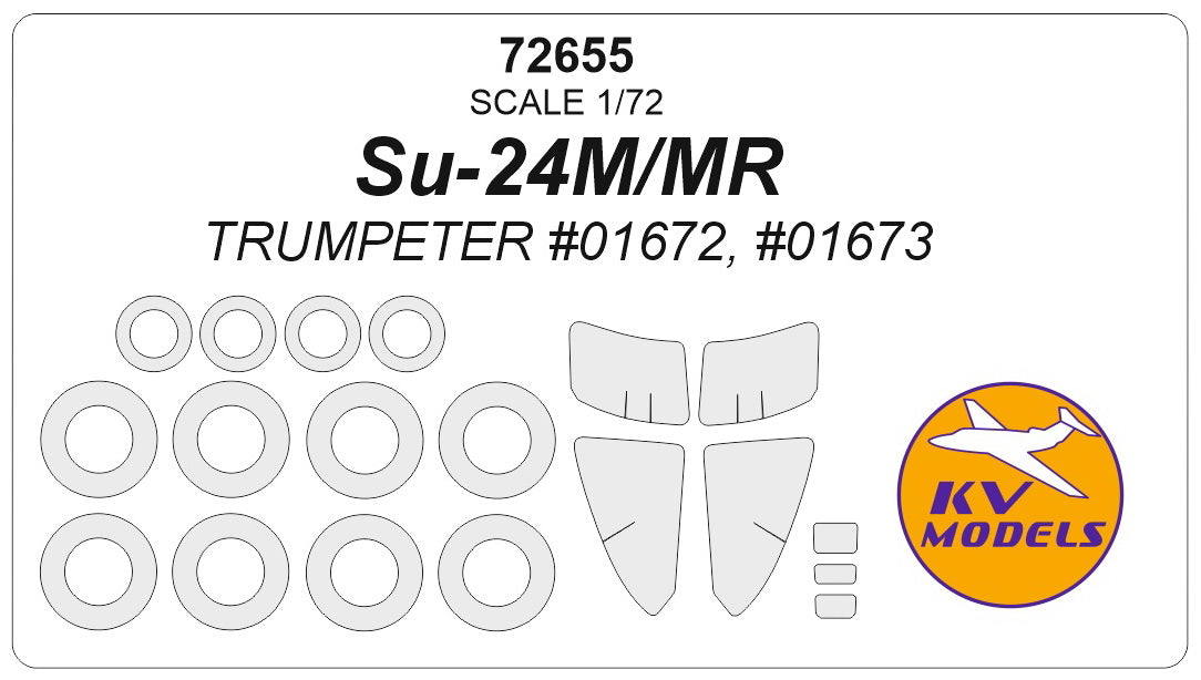 KV Models KV72655 1:72 Sukhoi Su-24 wheels and canopy frame paint masks