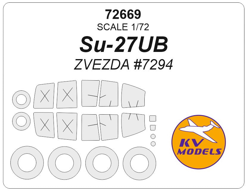 KV Models KV72669 1:72 Sukhoi Su-27UB wheels and canopy frame paint masks