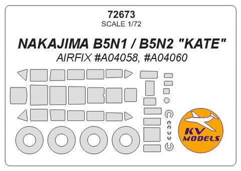 KV Models KV72673 1:72 Nakajima B5N 'Kate' wheels and canopy frame paint masks