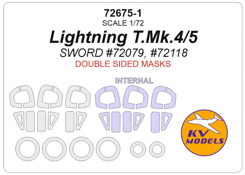 KV Models KV72675-1 1:72 BAC/EE Lightning T.4/T.5 wheels & canopy masks