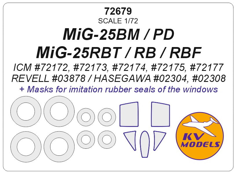 KV Models KV72679 1:72 Mikoyan MiG-25 wheels and canopy frame paint masks