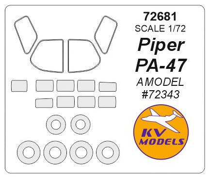 KV Models KV72681 1:72 Piper Pa-47 wheels and canopy frame paint masks