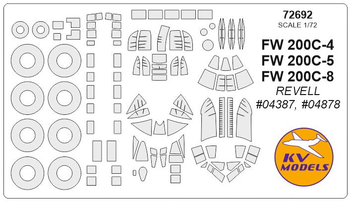 KV Models KV72692 1:72 Focke-Wulf Fw-200C wheels and canopy frame paint masks