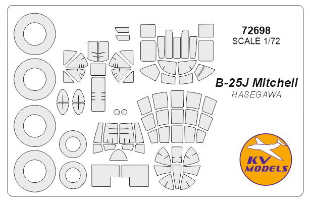 KV Models KV72698 North-American B-25J Mitchell Canopy & Wheel Masks 1:72