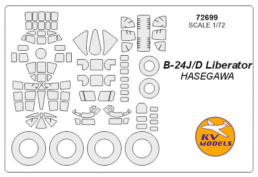 KV Models KV72698 North-American B-25J Mitchell Canopy & Wheel Masks 1:72