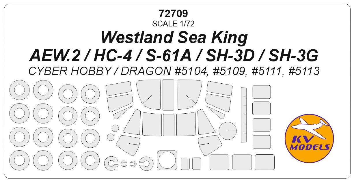 KV Models KV72709 1:72 Westland Sea King wheels and canopy frame paint masks