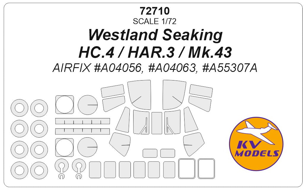 KV Models KV72710 1:72 Westland Sea King wheels and canopy frame paint masks