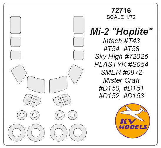 KV Models KV72716 1:72 Mil Mi-2 "Hoplite"wheels and canopy frame paint masks