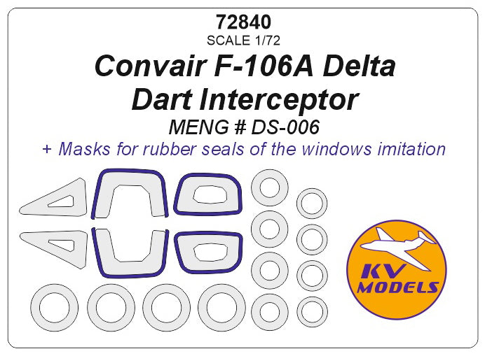 KV Models KV72840 F-106A Delta Dart Masks with Window Seal Masks 1:72