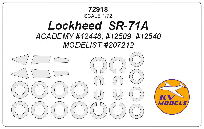 KV Models KV72918 1:72 Lockheed SR-71 wheels and canopy frame paint masks