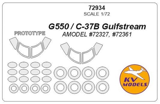 KV Models KV72934 1:72 Gulfstream G550 C-37B + prototype masks, masks for wheels