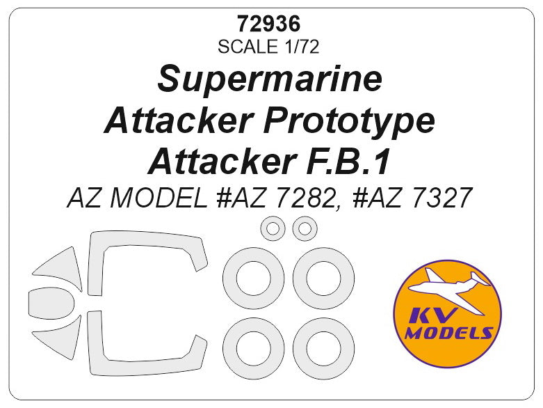 KV Models KV72936 Supermarine Attacker Wheels & Canopy Masks 1:72
