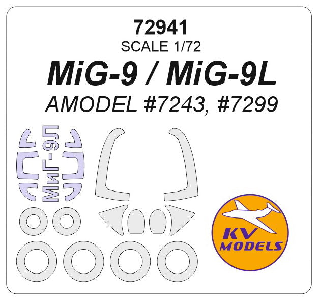 KV Models KV72941 1:72 Mikoyan MiG-9 wheels and canopy frame paint masks
