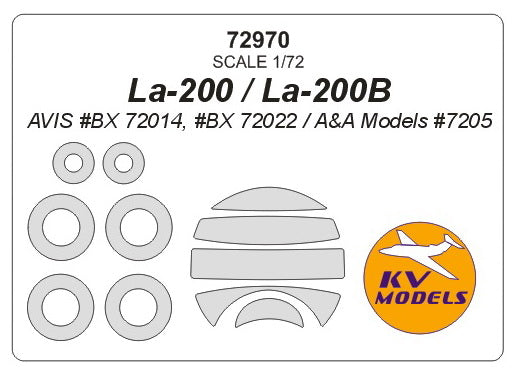 KV Models KV72970 1:72 Lavochkin La-200 wheels and canopy frame paint masks