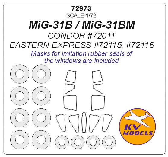 KV Models KV72973 1:72 Mikoyan MiG-31 wheels and canopy frame paint masks