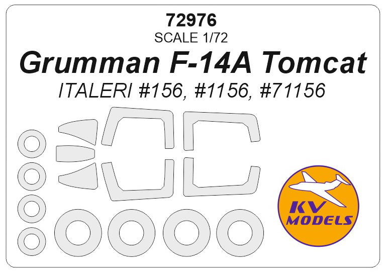 KV Models KV72976 1:72 Grumman F-14A Tomcat wheels and canopy frame paint masks