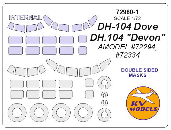 KV Models KV72980-1 1:72 de Havilland DH-104 Dove, DH.104 "Devon"