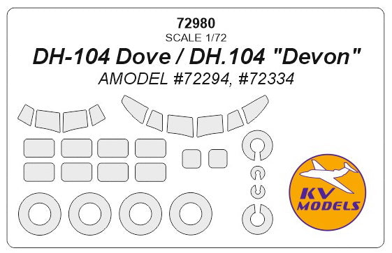KV Models KV72980 DH-104 Dove/Devon Wheels & Canopy Masks 1:72