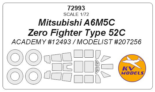 KV Models KV72993 A6M5C Zero Type 52C Wheels & Canopy Masks 1:72