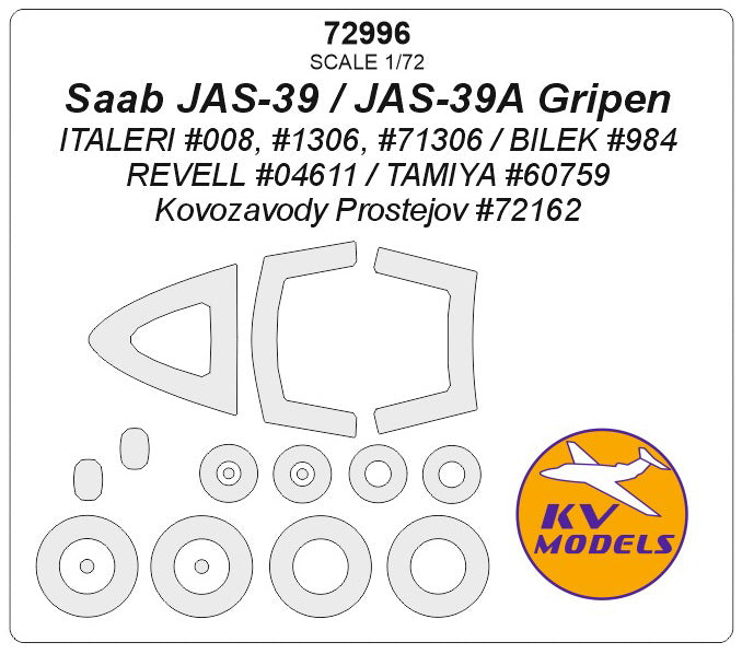 KV Models KV72996 1:72 Saab JAS-39 / JAS-39A Gripen + masks for wheels