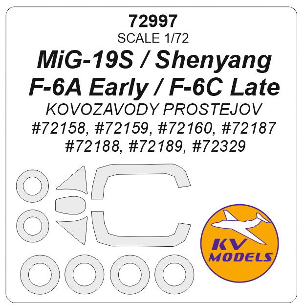 KV Models KV72997 MiG-19S/Shenyang F-6 Wheels & Canopy Masks 1:72
